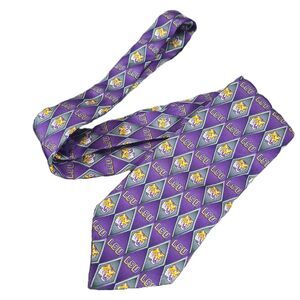 LSU Tigers Eagle Necktie Silk Purple Gray Diamond Pattern